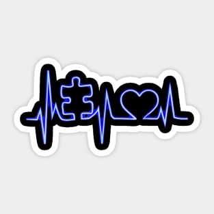 Autism Puzzle Heartbeat T Shirt - Autism Awareness Sticker